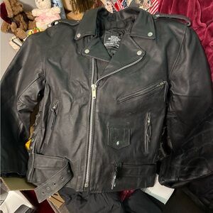 Champs Black Leather Military Jacket